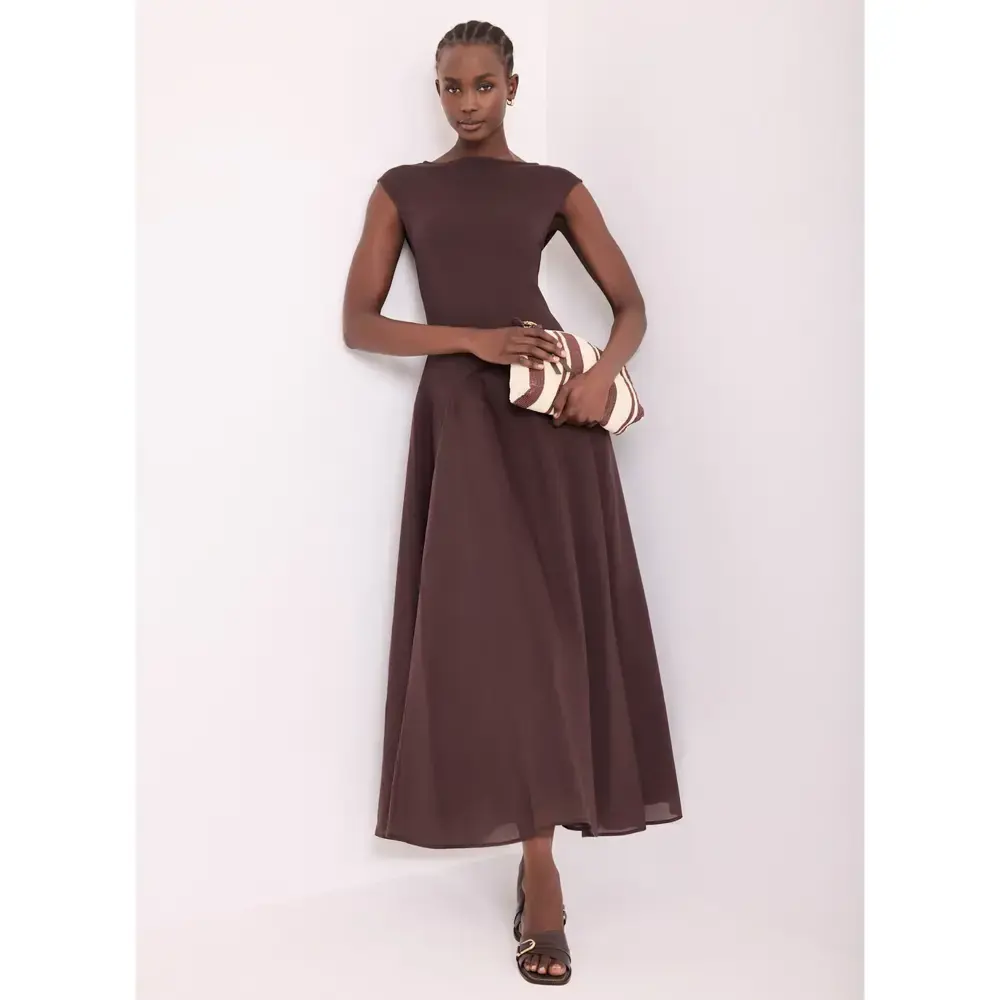 Mint Velvet Brown Sleeveless Midi Dress
